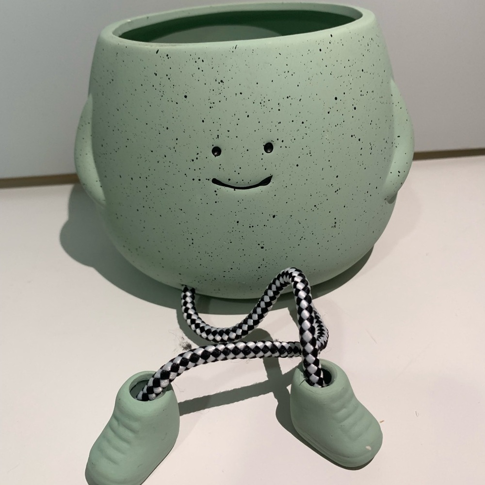 Mint Green Smiling Planter with Legs